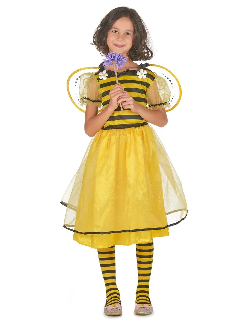 Kleine Biene Mädchenkostüm für Kinder Fasching gelb-schwarz