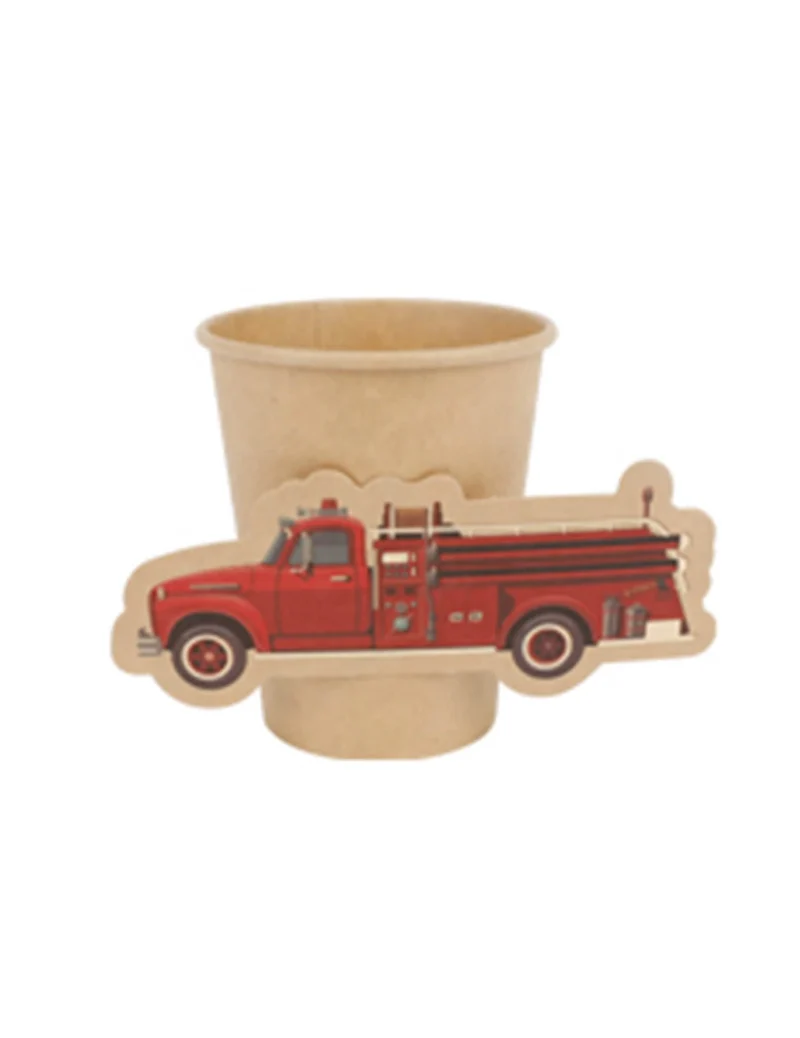 8 rot-goldene Feuerwehrmann-Kraftbecher 255 ml