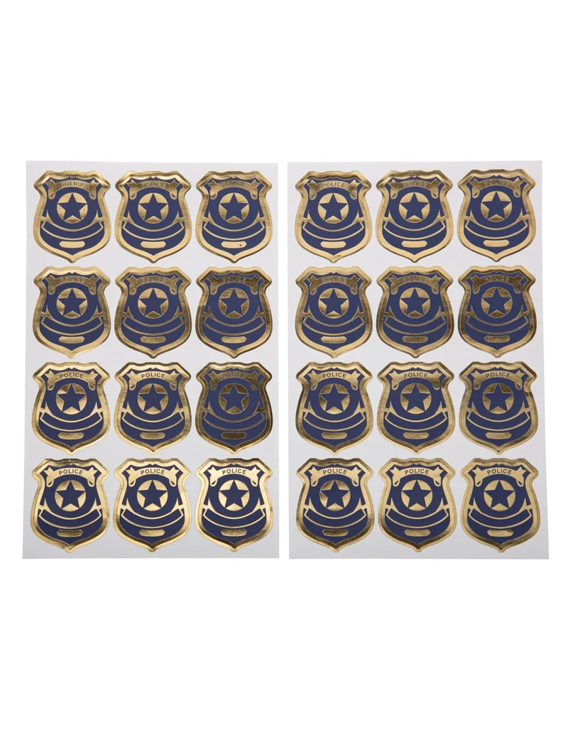 24 Polizeiabzeichenaufkleber in Marineblau und Gold, 4 cm