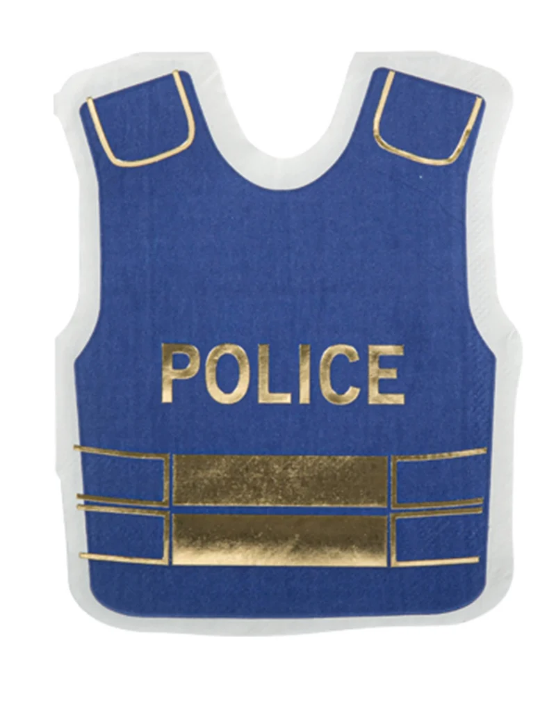 16 Polizei-Papierservietten in Marineblau und Gold, 32 x 26 cm