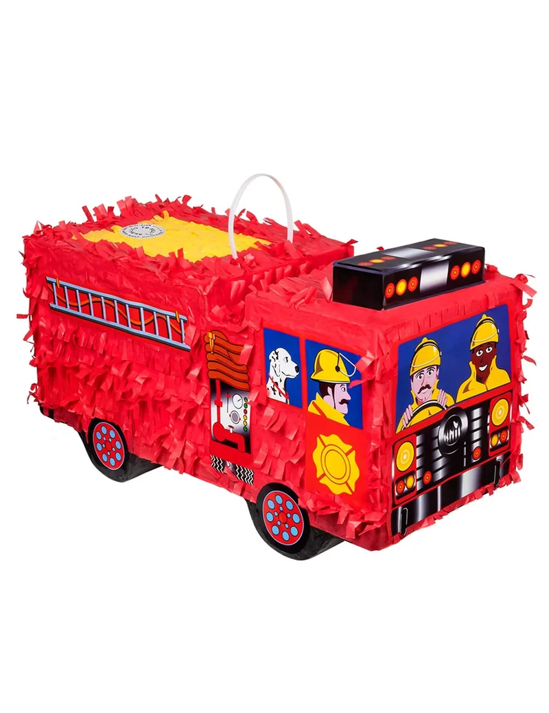 Feuerwehr-Piñata Feuerwehrauto Partyzubehör rot-schwarz-gelb 43 x 24 cm
