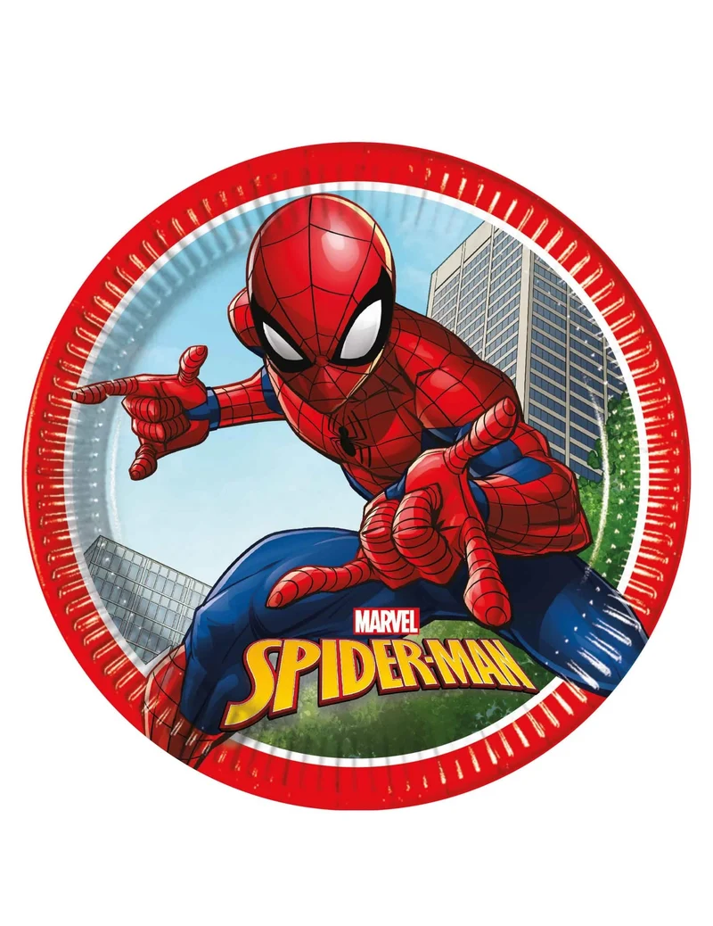 Spiderman™-Fighter Pappteller Tischdeko 8 Stück bunt 23 cm