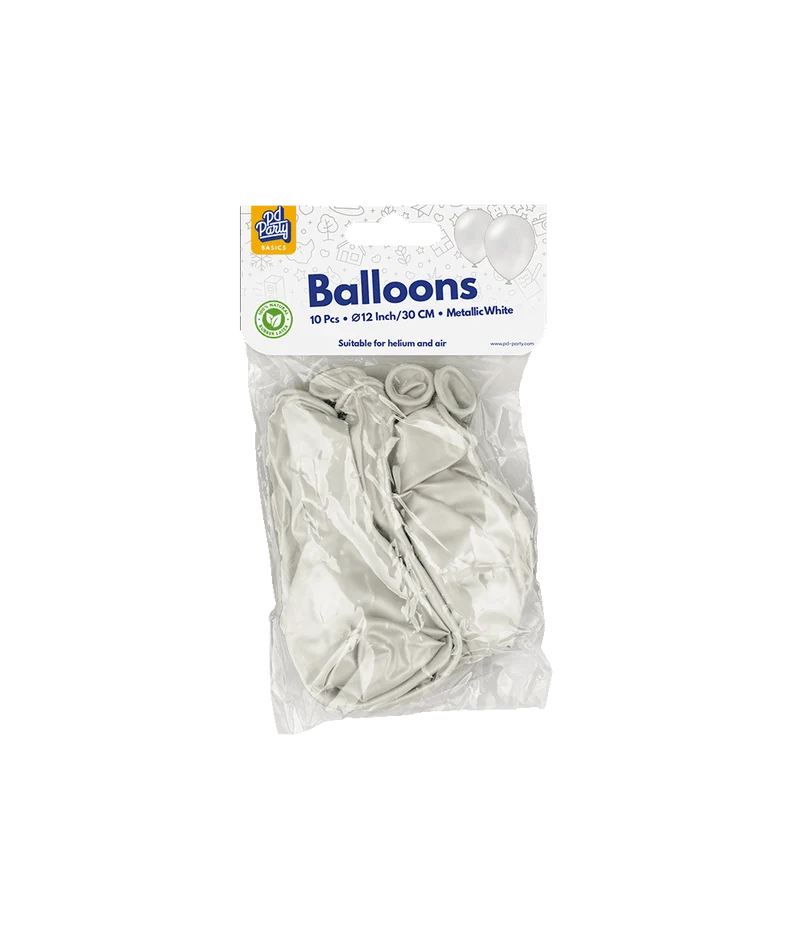 Weiße Ballons Metallic 30cm 10Stk