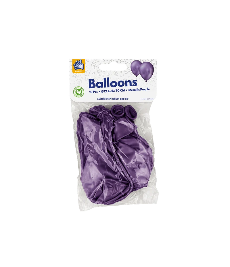 Lila Ballons Metallic 30cm 10Stk