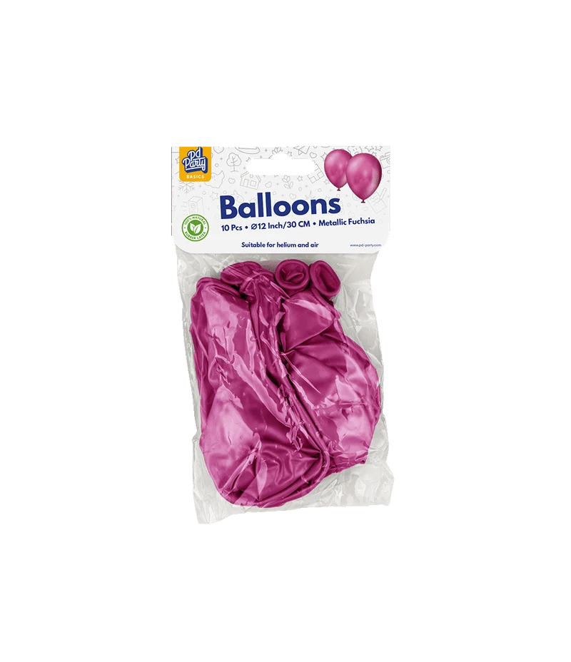 Fuchsia Ballons Metallic 30cm 10Stk