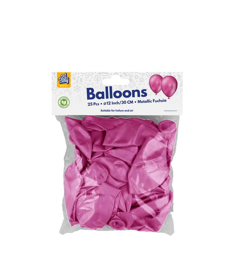 Fuchsia Ballons Metallic 30cm 25Stk