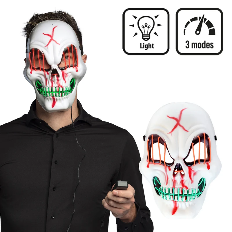 LED masker Blood Skull – Griezelig Halloween Masker