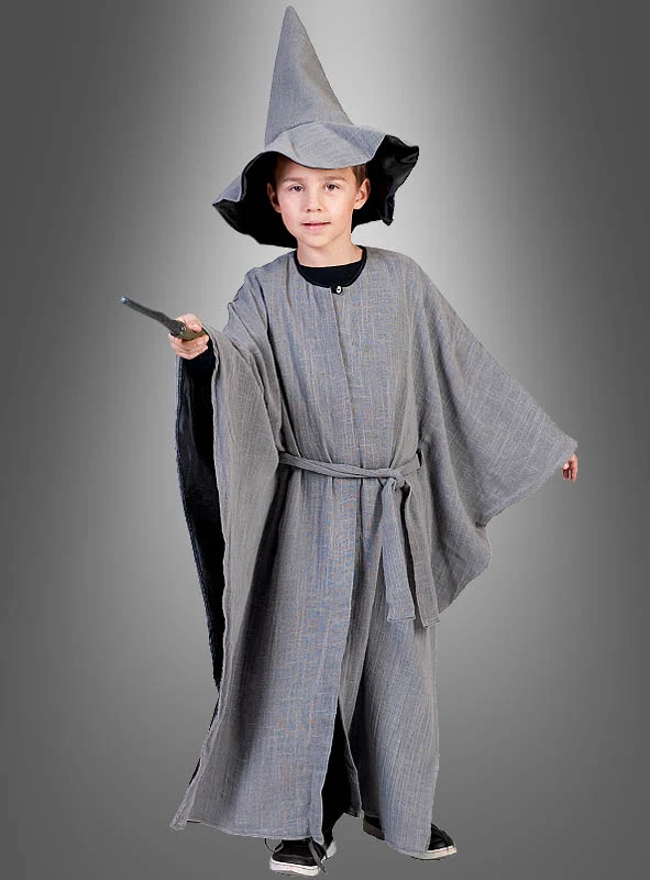 Grauer Zauberer Kinder Robe mit Hut