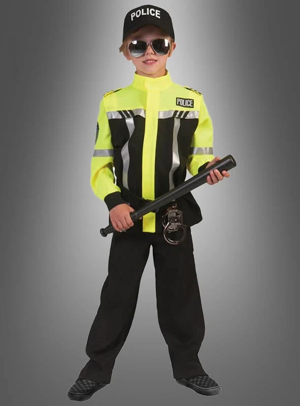Polizei Kostüm für Kinder gelb-schwarz
