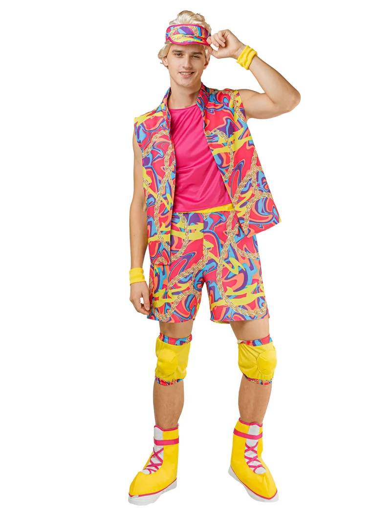 Rollerboy Kostüm für Herren Neonfarben