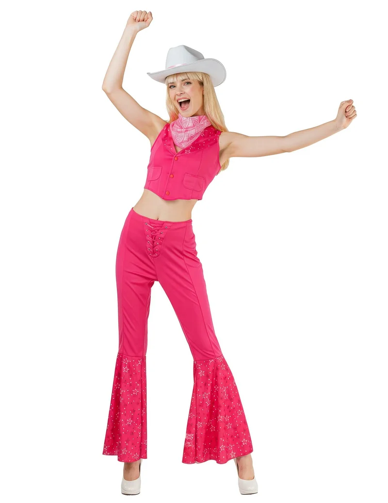 Cowgirl Kostümset für Damen rosa