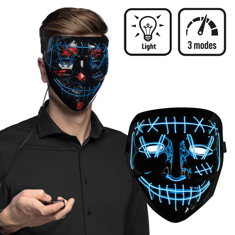 LED Masker Killer Smile Blauw
