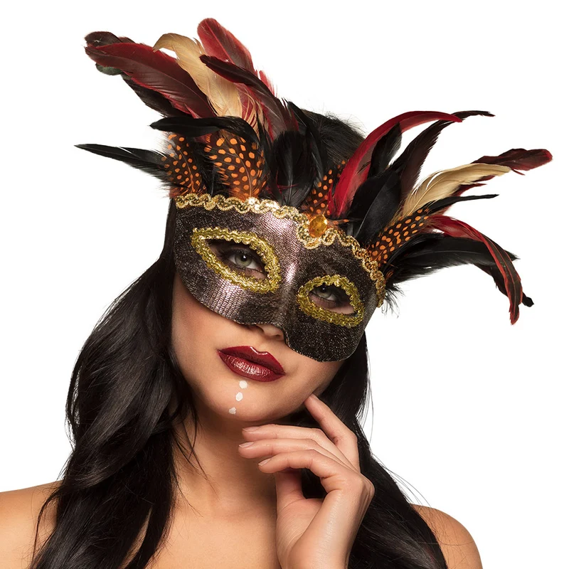 Oogmasker Voodoo Marasa – Met Veren