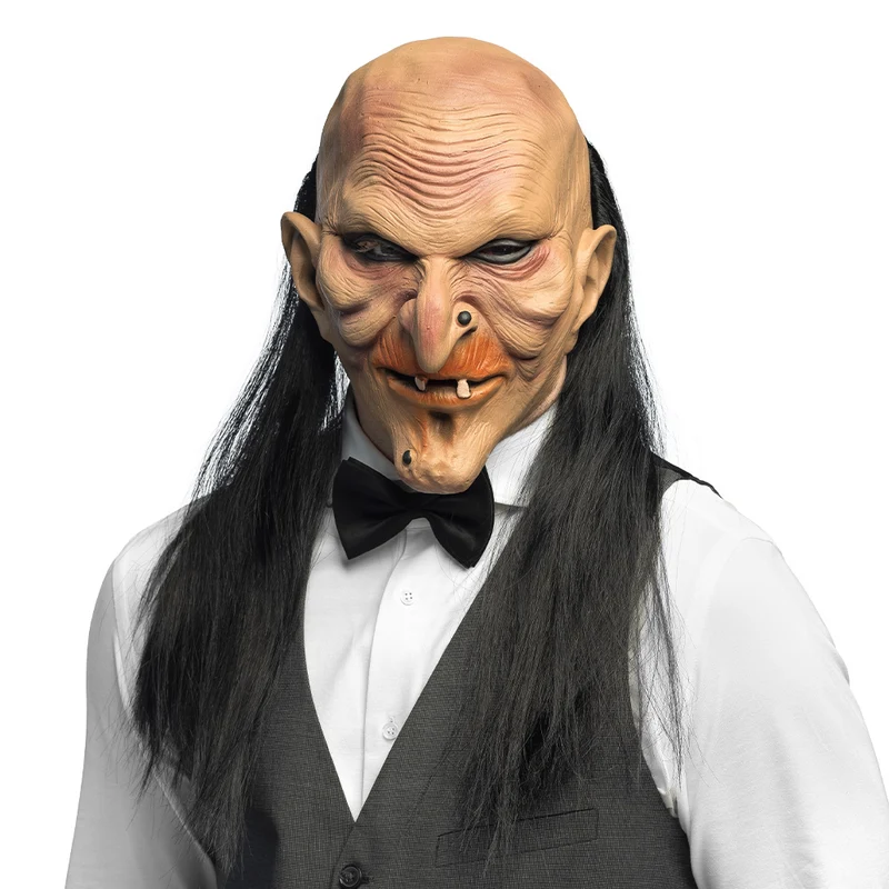 Latex Hoofdmasker Creepy Butler – Halloween Masker met Haar