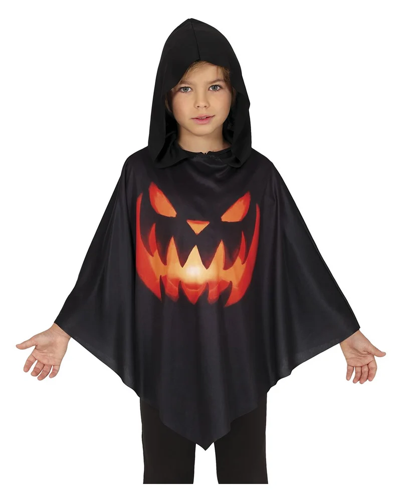 Halloween Kürbis Poncho für Kinder