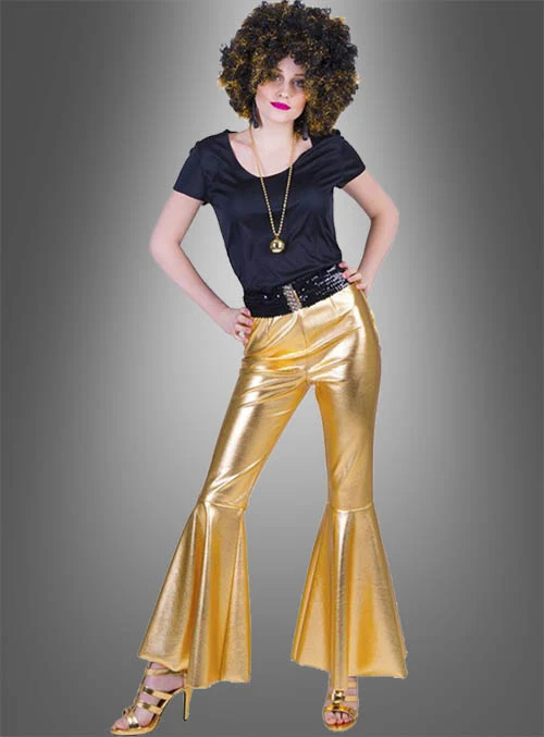 Deluxe Damen Schlaghose gold Disco