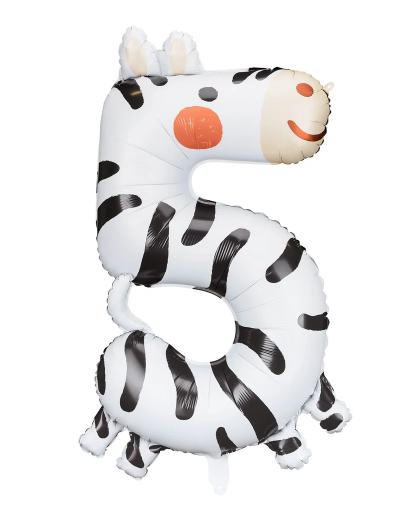 Ziffer 5 Folienballon Zebra 68 x 98 cm