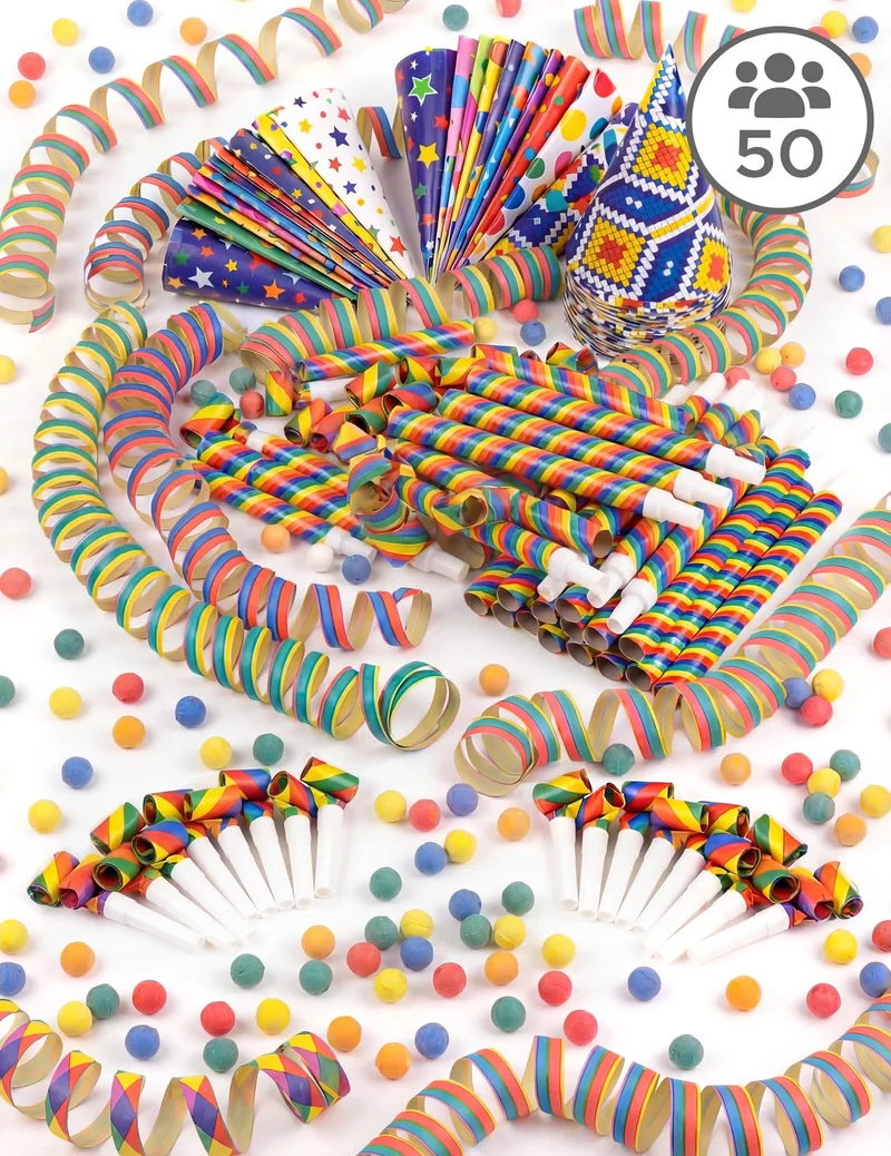Mega Party Set 50 Personen bunt
