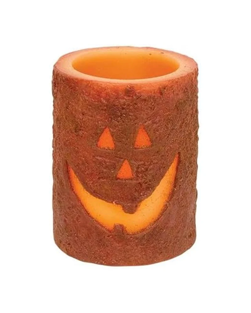 Shabby-Chic Jack-O-Lantern LED Wachskerze mit Timer 10cm