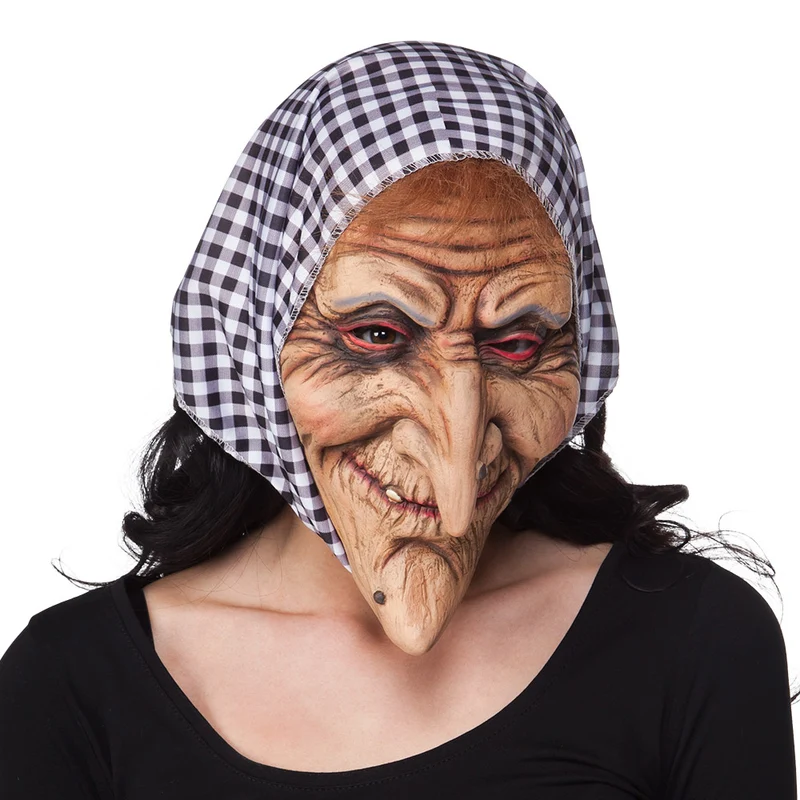 Heksen Hoofdmasker met Kap
