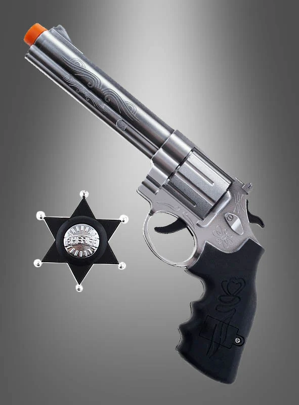 Revolver mit Sheriff Stern Set
