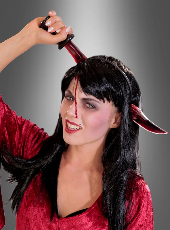 Deluxe blutendes Messer im Kopf Attrappe