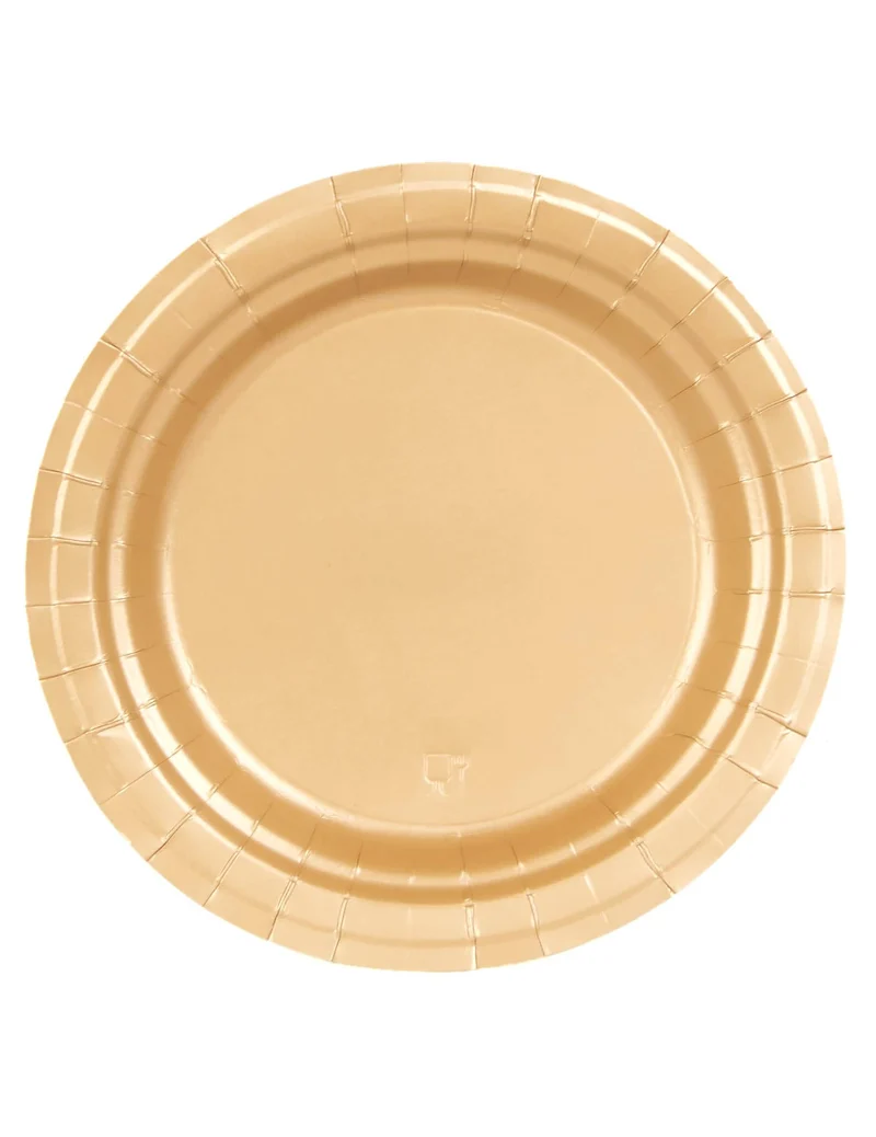 16 matte goldene Pappteller 22 cm rund