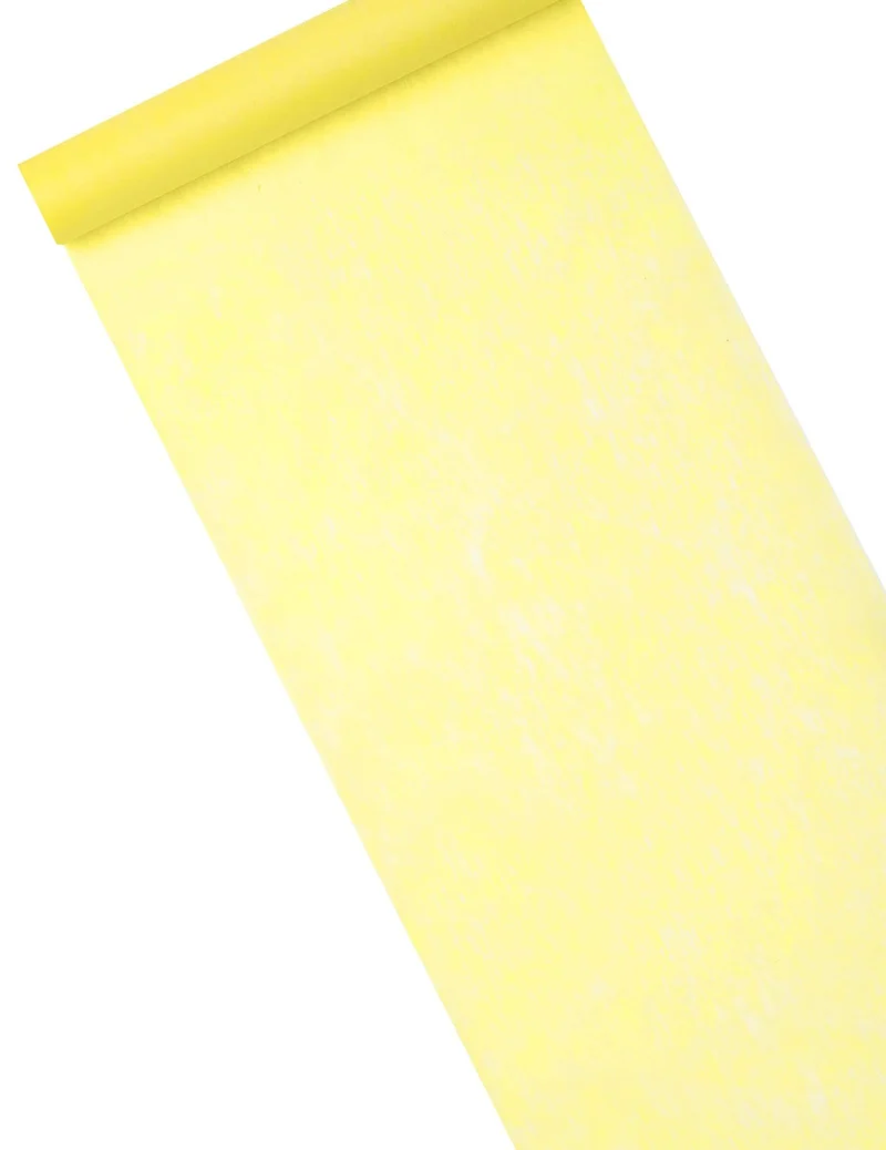 Hellgelber Vlies-Tischläufer 29 cm x 10 m für Partys