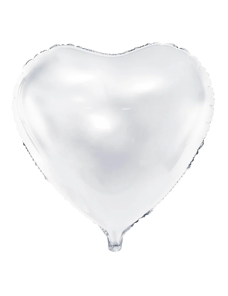 Weißer Herz-Aluminiumballon 45 cm heliumgeeignet