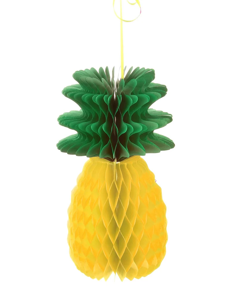 Waben-Ananas-Dekoration 30 cm gelb und grün