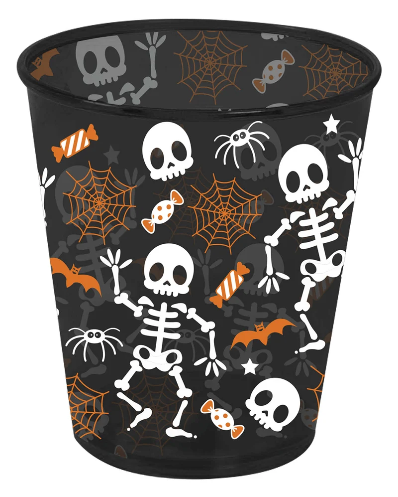 Halloween Partybecher mit Skelett & Spinnweben Motiv 10cm