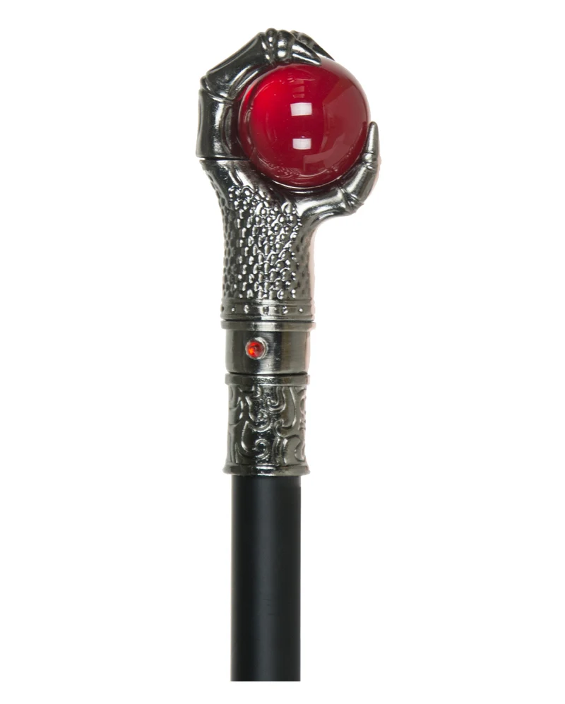 Spazierstock mit Drachenklaue & roter Glaskugel 95cm