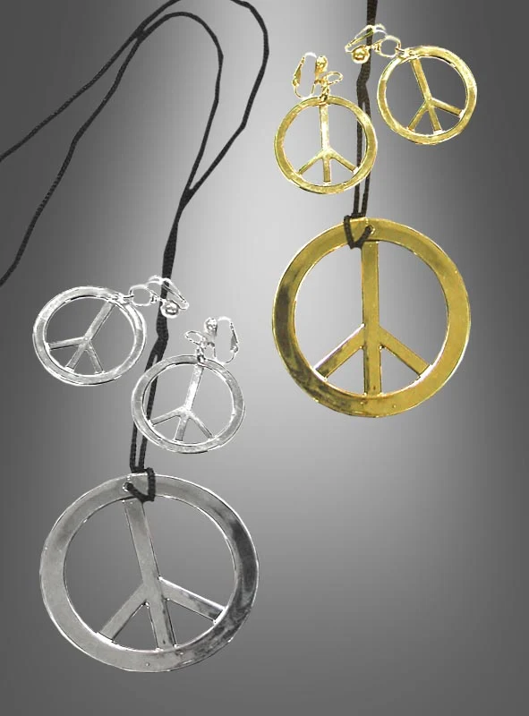 Hippie Kette und Ohrringe Peace