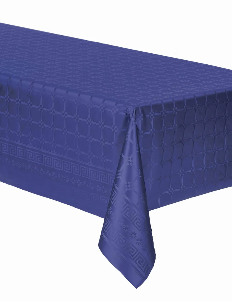 Rolle Damast-Papiertischdecke Marineblau 6 m Blumenmuster