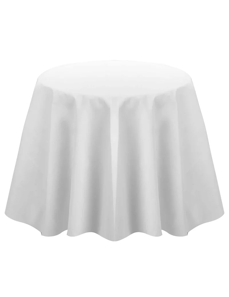 Runde Vlies-Tischdecke weiß 2.40 m blickdicht Hochzeit und Taufe