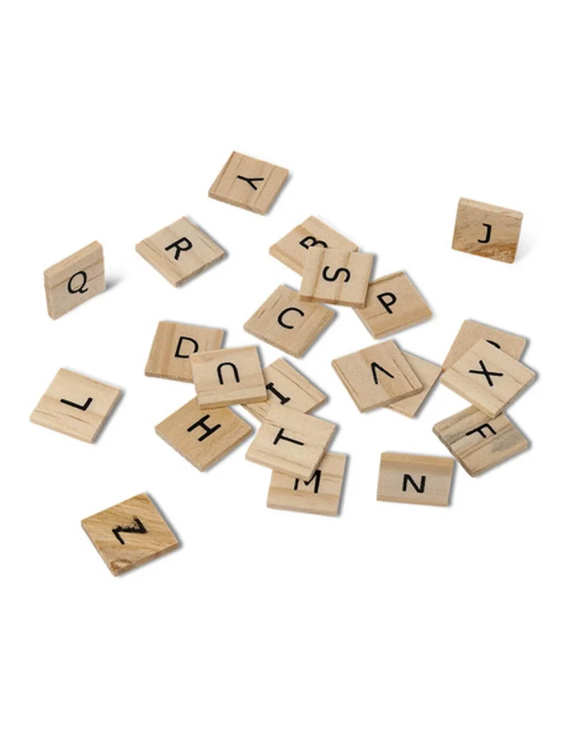 60 Holz-Alphabetbuchstaben im Scrabble-Stil 2 cm für Tischdekoration