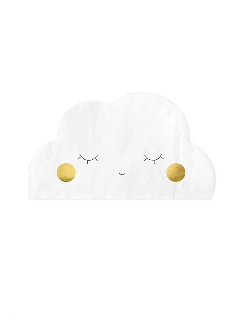 20 weiße Wolkenförmige Papierservietten 32 x 19 cm, geschlossene Augen