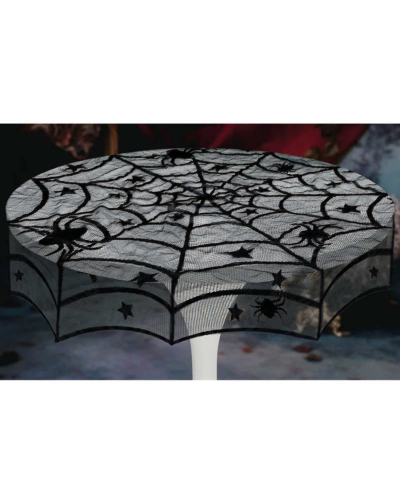 Runde Spitzen Tischdecke mit Spinnweben Motiv 100cm