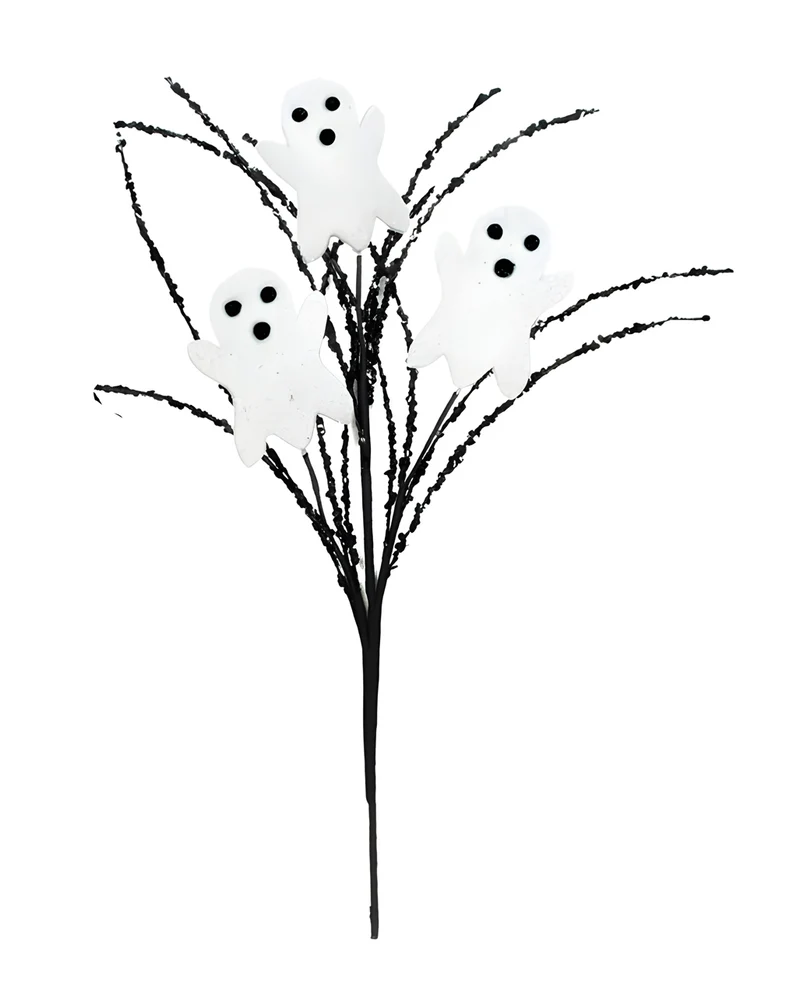 Schwarzer Gothic Deko Zweig mit 3 Geistern 36cm