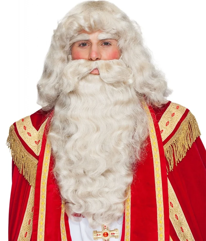Weihnachtsmann-Kostüm-Set, weiß, 3-teilig