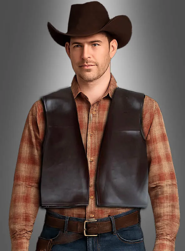 Kunstleder Cowboy Weste braun