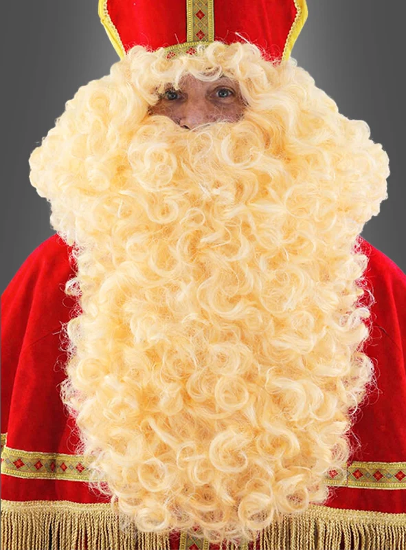Nikolausbart und Perücke Deluxe blond 50cm