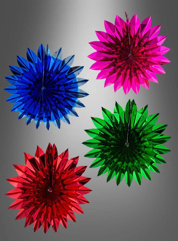 Faltbarer Papierfächer 60cm Metalloptik