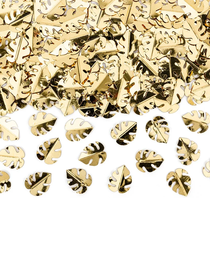 Metallisch goldene tropische Blätter Tischkonfetti 15g für festliche Dekoration