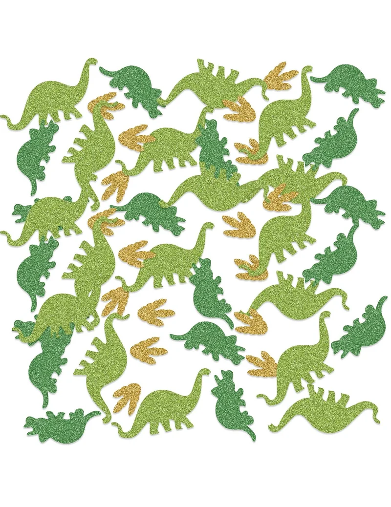 Glitzernde Dinosaurier-Tischkonfetti 14 g grün und gold