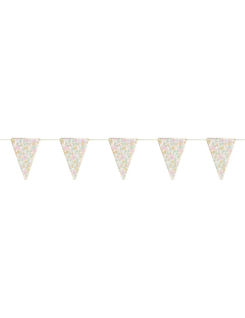 Shabby Chic Wimpelkette 3 m mit Liberty-Blumen