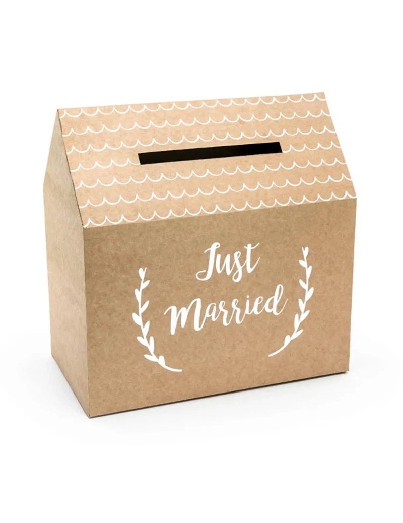 Urne aus Kraftkarton Just Married Hausform 30 x 30,5 x 16,5 cm
