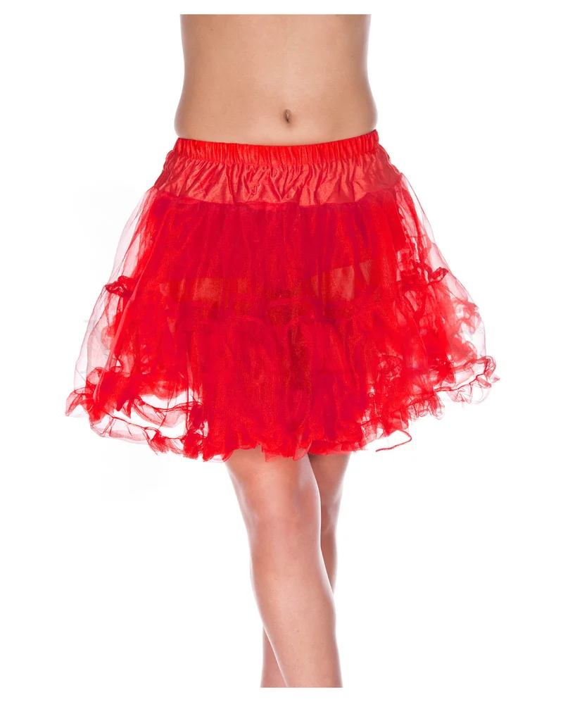 Roter knielanger Petticoat aus wallendem Tüll
