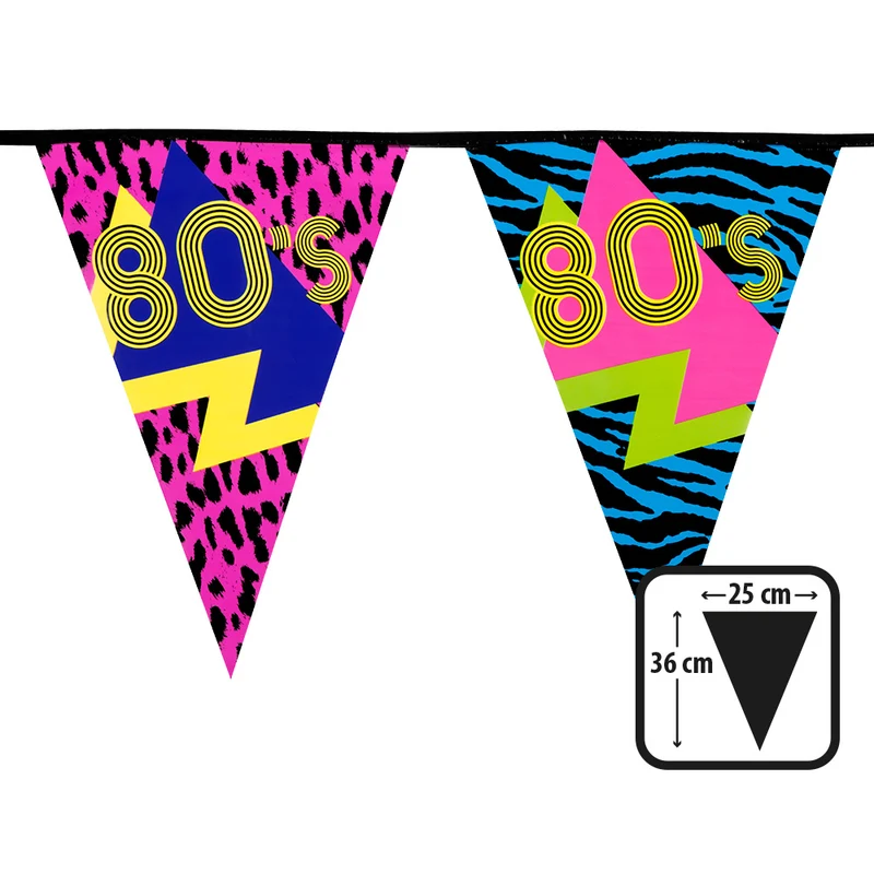 PE vlaggenlijn 80's (36 x 25 cm)(6 m)