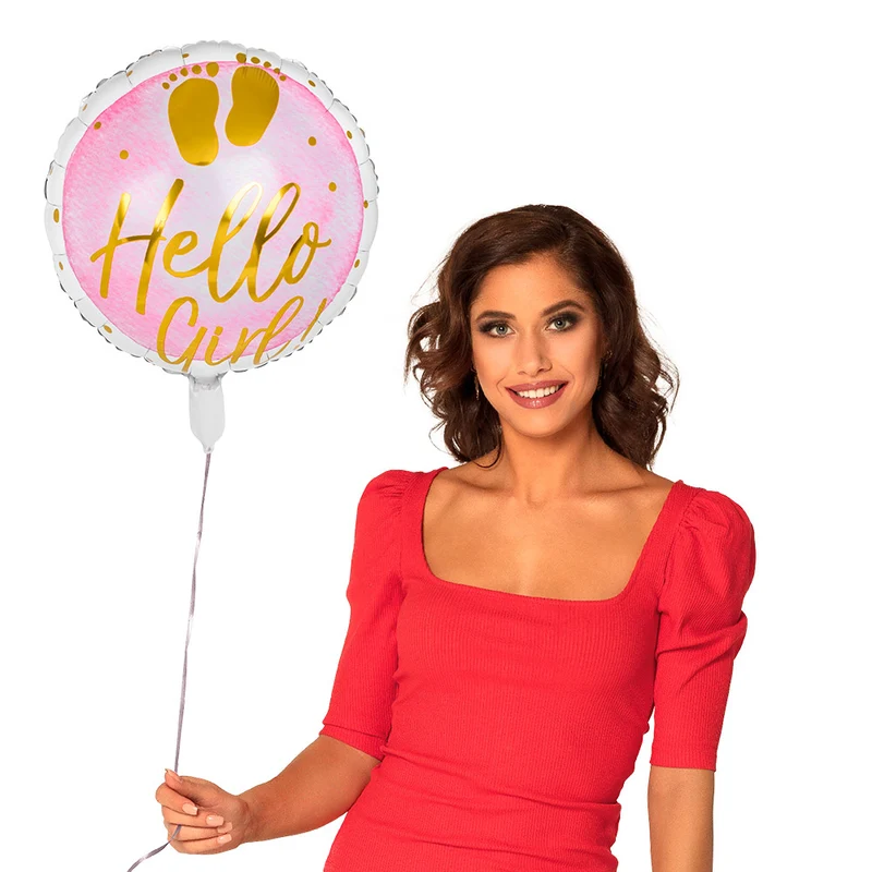 Folieballon 'Hello Girl!' (Ø 45 cm)